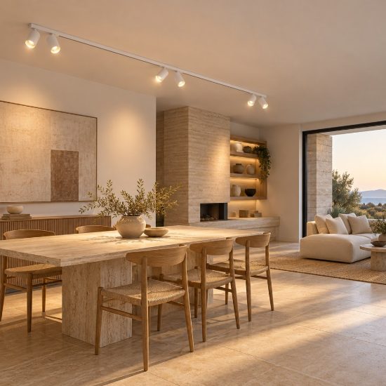 Plafoniera con faretti orientabili 200cm moderna cilindrica bianca