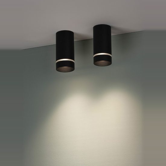 Faretto da soffitto per cucina moderno cilindro nero gu10 h12,5cm