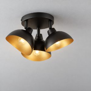 Plafoniera cupola moderna nero e oro per camera da letto