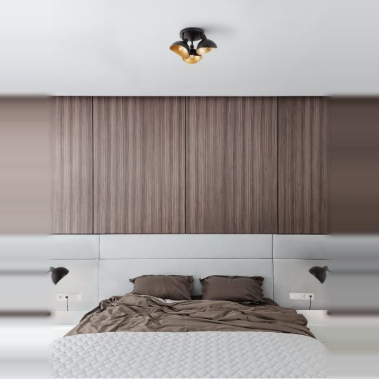 Plafoniera cupola moderna nero e oro per camera da letto