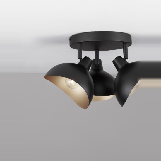 Plafoniera cupola moderna nero e oro per camera da letto