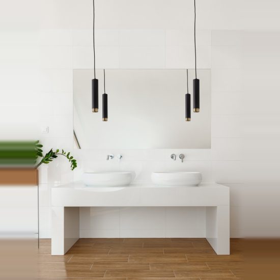 Lampada a sospensione per comodini camera da letto moderna cilindro nero oro