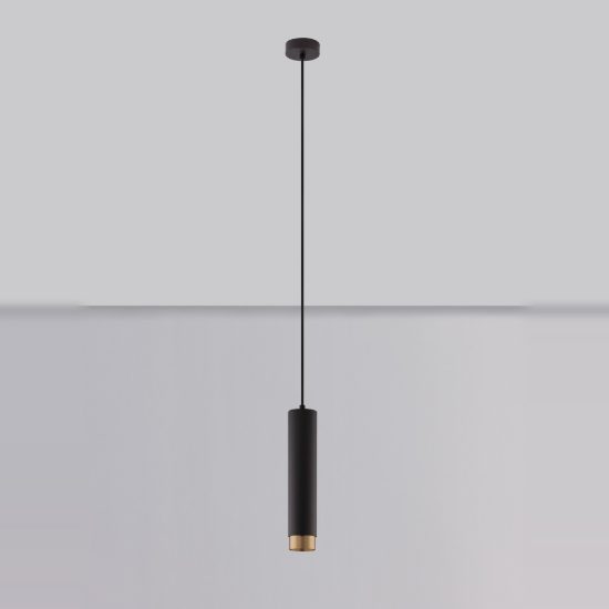 Lampada a sospensione per comodini camera da letto moderna cilindro nero oro