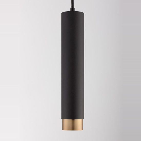 Lampada a sospensione per comodini camera da letto moderna cilindro nero oro