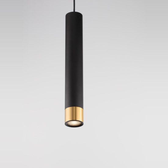 Lampada a sospensione per cucina moderna cilindro nero e oro 40cm