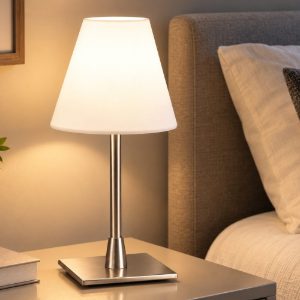 Fabas luce lucy abat-jour per camera da letto nichel satinato 3w dimmerabile
