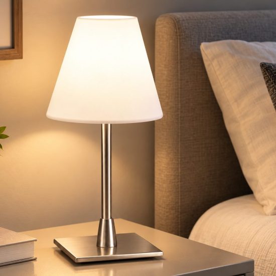 Fabas luce lucy abat-jour per camera da letto nichel satinato 3w dimmerabile