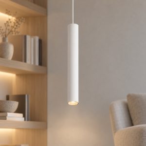 Lampada a sospensione per cucina moderna cilindro bianco h193cm
