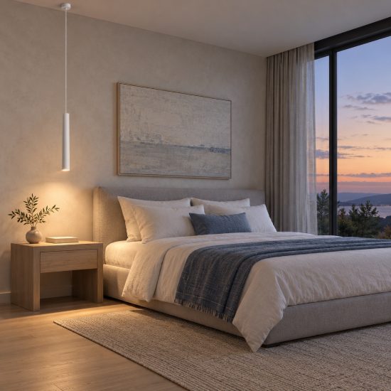 Lampada a sospensione per cucina moderna cilindro bianco h193cm