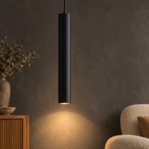 Lampada per cucina moderna cilindro nero a sospensione h193cm