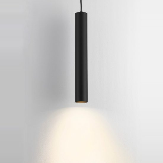 Lampada per cucina moderna cilindro nero a sospensione h193cm