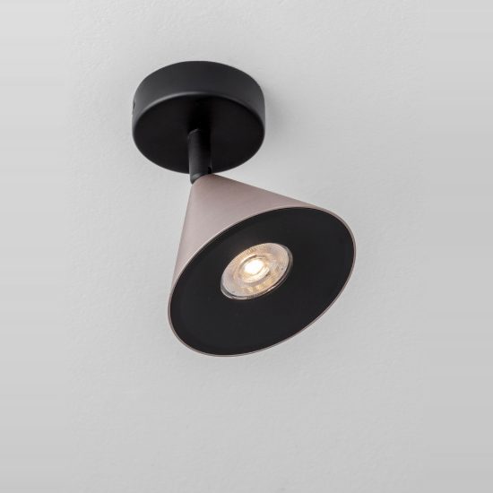 Faretto cono moderno da soffitto marrone caffe ossidato e nero orientabile
