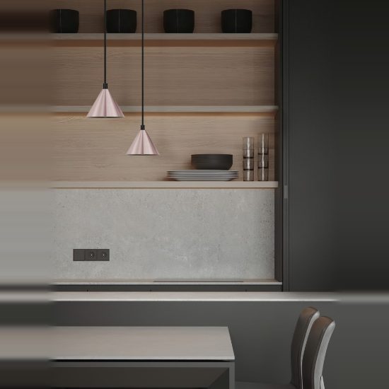 Lampada per cucina moderna cono a sospensione marrone caffè ossidato e nero