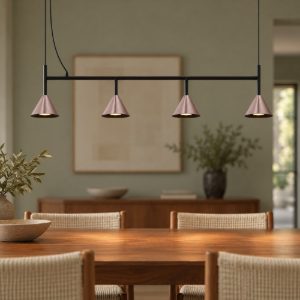 Lampadario a sospensione per cucina marrone caffe ossidato e nero 4 luci