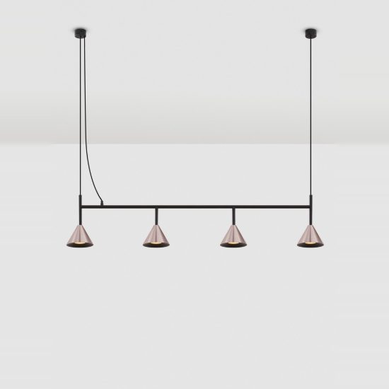 Lampadario a sospensione per cucina marrone caffe ossidato e nero 4 luci