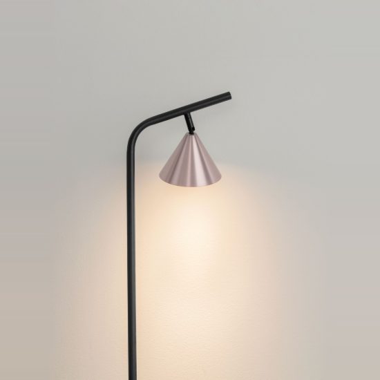 Lampada da terra per lettura da salotto marrone caffè ossidato e nero
