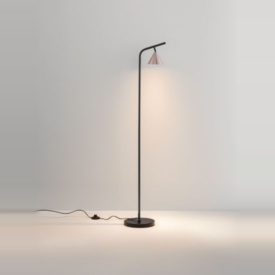Lampada da terra per lettura da salotto marrone caffè ossidato e nero