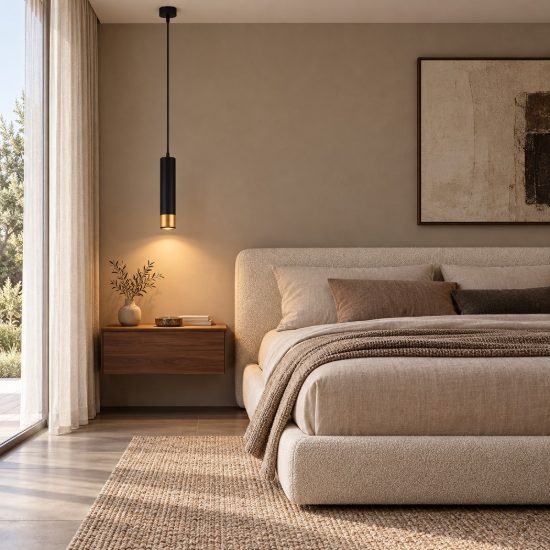 Lampada a sospensione per cucina moderna cilindro nero e oro