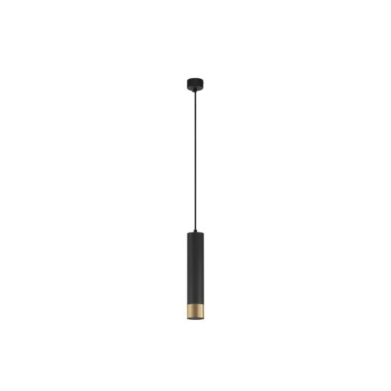 Lampada a sospensione per cucina moderna cilindro nero e oro