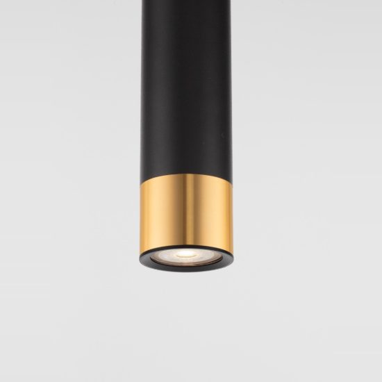 Lampada a sospensione per cucina moderna cilindro nero e oro