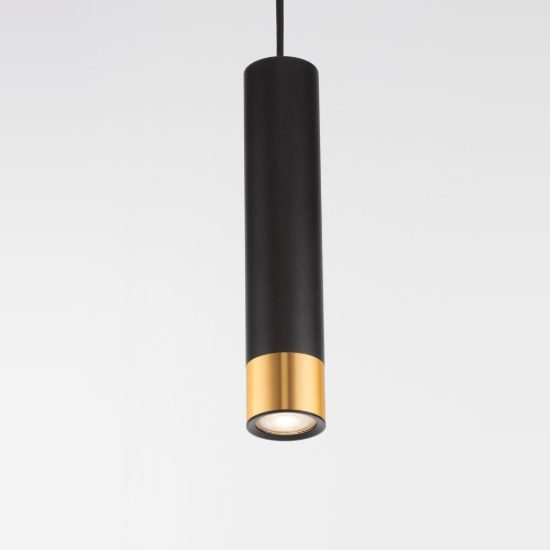Lampada a sospensione per cucina moderna cilindro nero e oro