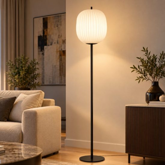 Fabas luce domizia lampada moderna per soggiorno nera vetro da terra dimmerabile
