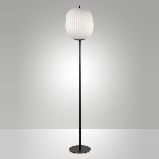 Fabas luce domizia lampada moderna per soggiorno nera vetro da terra dimmerabile