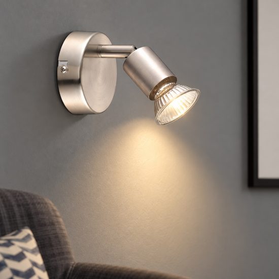 Applique con faretto moderno nichel orientabile