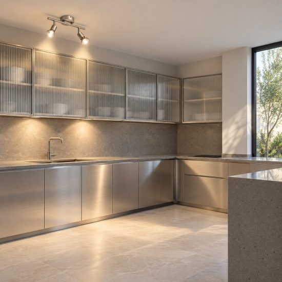 Plafoniera lineare con 2 luci orientabili nichel per cucina