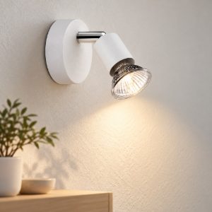 Applique da parete con faretto orientabile moderno bianco