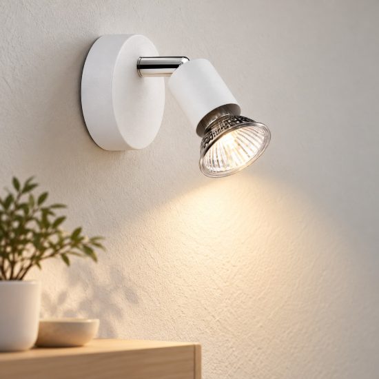 Applique da parete con faretto orientabile moderno bianco