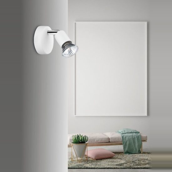 Applique da parete con faretto orientabile moderno bianco