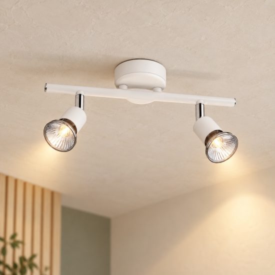 Plafoniera 31cm bianco 2 luci orientabili per cucina
