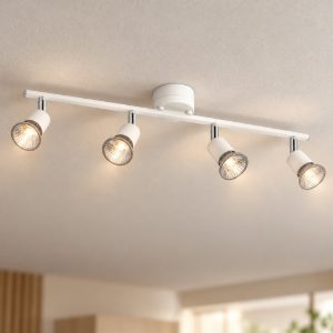 Plafoniera 51cm cilindrica bianca per cucina con luci orientabili