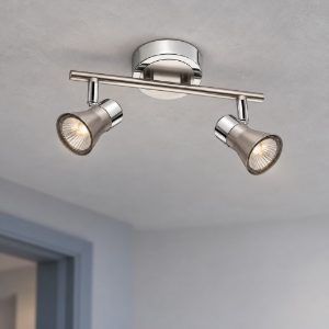 Plafoniera con faretti 25cm cilindro nichel e cromo