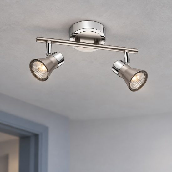 Plafoniera con faretti 25cm cilindro nichel e cromo