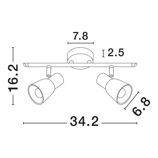 Plafoniera con luci orientabili lineare nichel e opale vetro 34cm