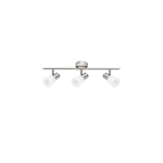 Plafoniera lineare nichel e opale vetro 52cm con luci orientabili