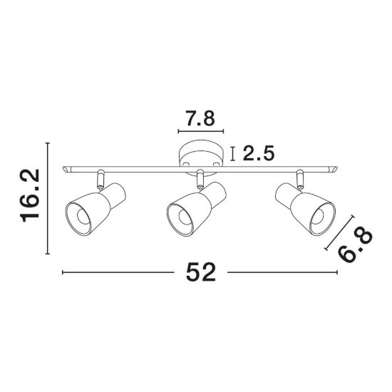 Plafoniera lineare nichel e opale vetro 52cm con luci orientabili