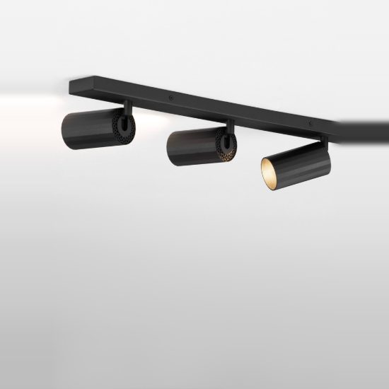 Plafoniera con 3 faretti orientabili 60cm moderna nera per soggiorno