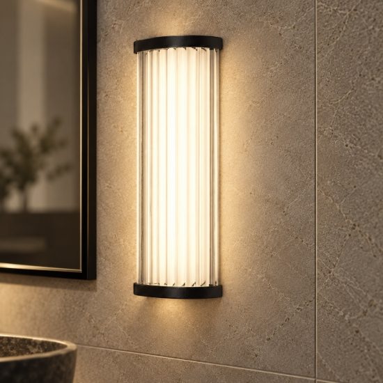 Applique per bagno moderna nero vetro led 11w cct 3000k 4000k 10cm
