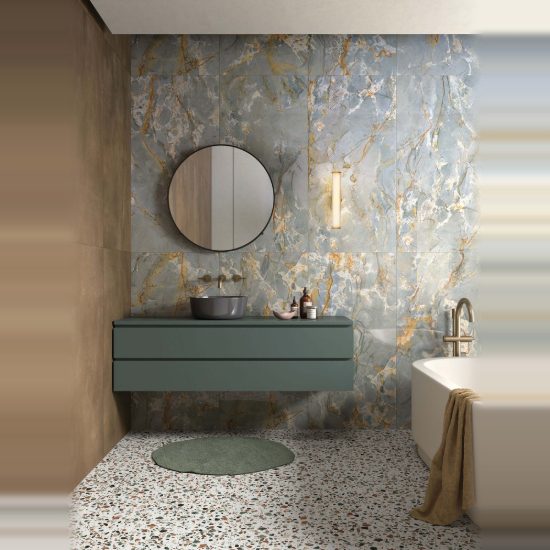 Applique per bagno moderna lineare oro vetro led 13w 3000k 8cm