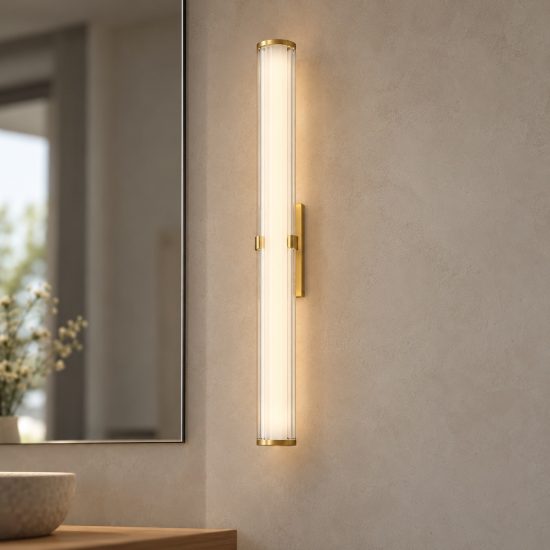 Applique lineare oro vetro per bagno led 23w 3000k 8cm