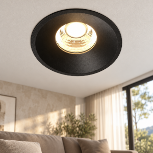 Faretto moderno nero da incasso led 3000k maytoni round