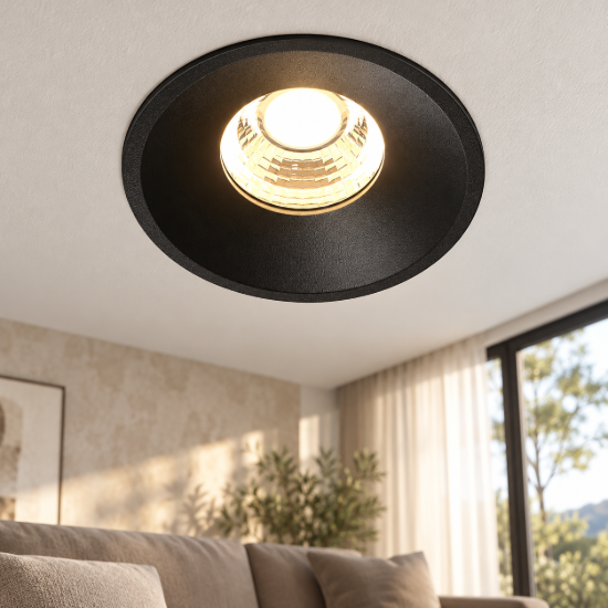 Faretto moderno nero da incasso led 3000k maytoni round