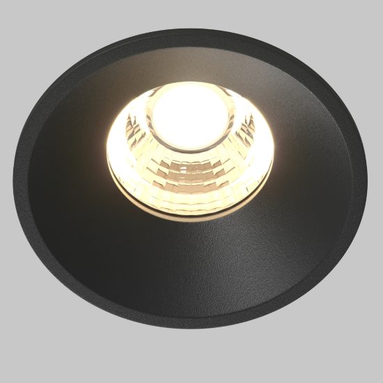 Faretto moderno nero da incasso led 3000k maytoni round