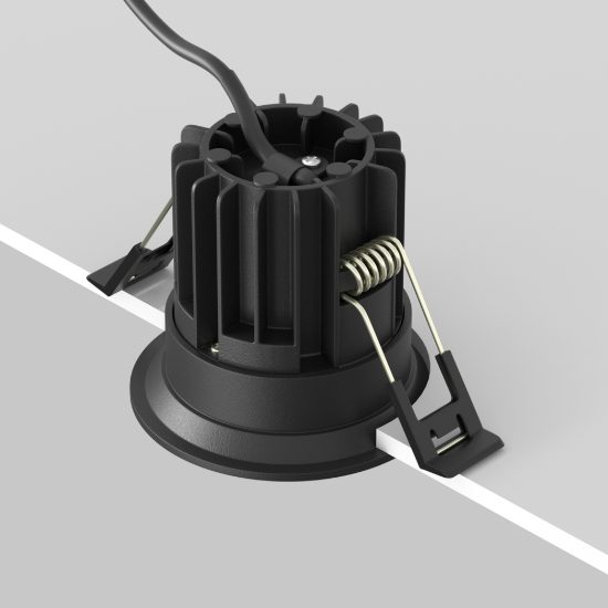 Faretto moderno nero da incasso led 3000k maytoni round