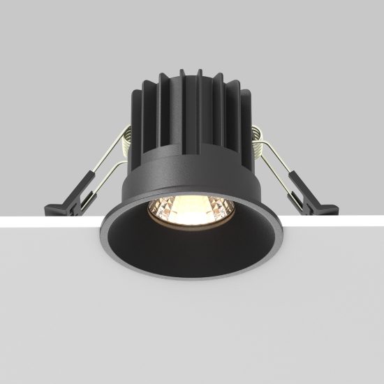 Faretto moderno nero da incasso led 3000k maytoni round