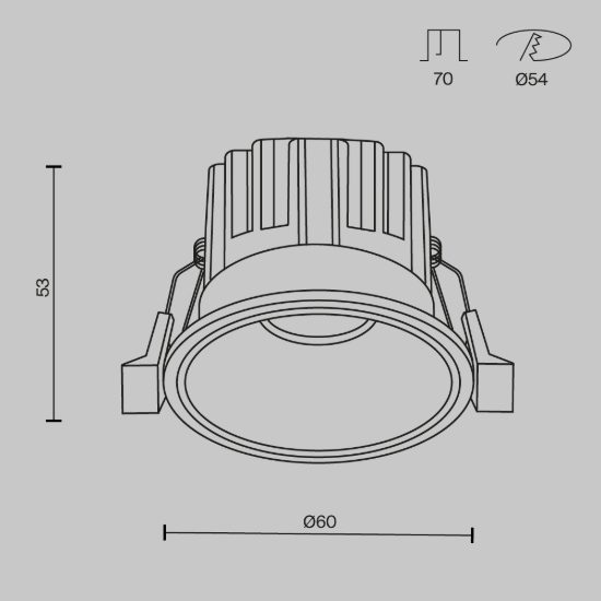 Faretto moderno nero da incasso led 3000k maytoni round
