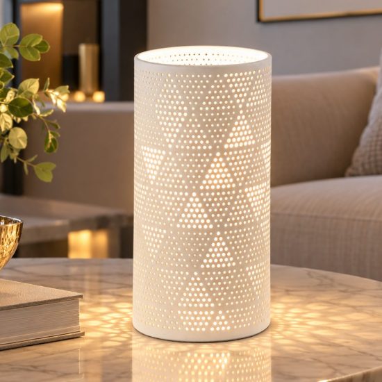 Fabas luce micol abat-jour per camera da letto moderna cilindrica bianca